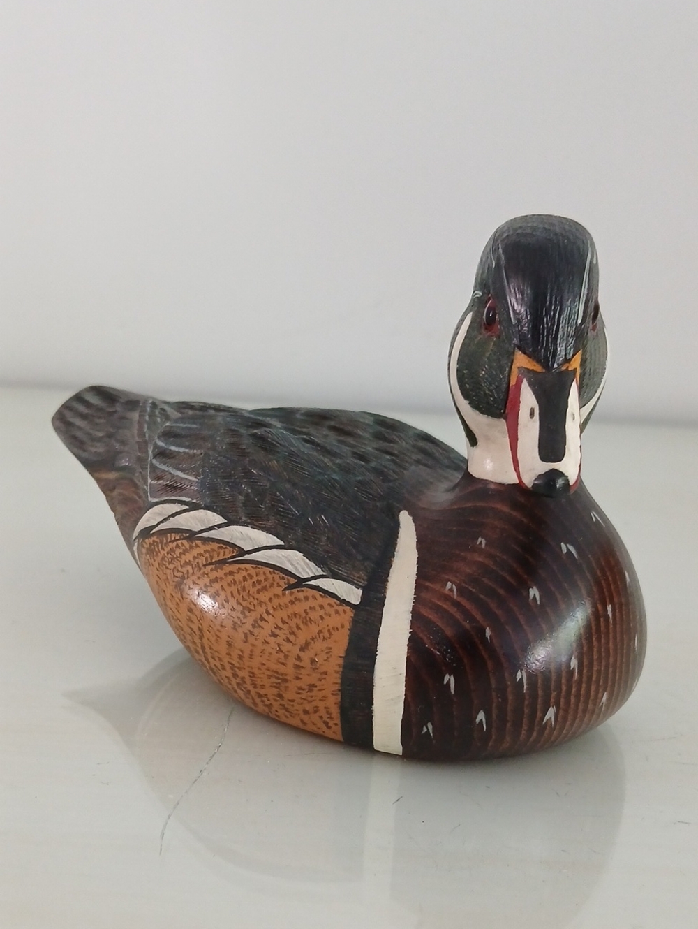 Carved WOOD DUCK DRAKE Signed Thomas Chandler 1996 "Waterfowl in Wood" 6.5"